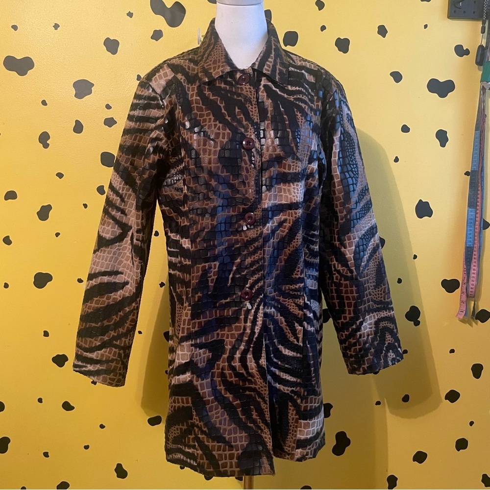 Vintage Animal Print Jacket  Selene Sport 1X Y2k Streetwear Dark Academia Goth